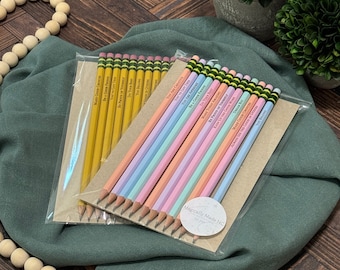 Set of 12 Inspirational Pencils | Personalized Pencils | Back to School | Engraved Pencils | Teacher Gift | 2 Color Choices