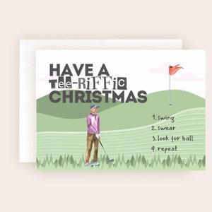 Weihnachtskarte Golfer Karte Digitaler Download druckbare 5 x 7 Regeln für Golf unter dem Motto Lustiger Vater Urlaub Karte Geschenk für Golf Spieler Weihnachten