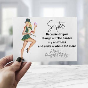 Printable Birthday Card for Sister Retro Birthday Gift Blank Inside Print at Home Card 5x7 PDF JPG Sister Card Happy Birthday Sister