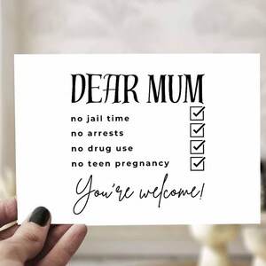 Mãe Cartão Engraçado para Imprimir Dia das Mães Download Instantâneo Cartão de Aniversário 5x7 Faça Você Mesmo JPEG PDF Querida Mãe Sem Tempo de Prisão De Nada Reino Unido Austrália