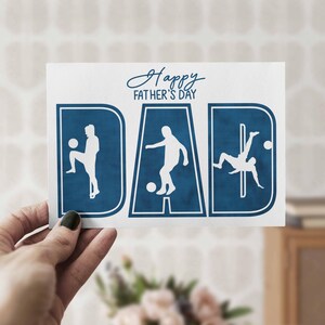 Calcio Calcio Felice Festa del Papà Biglietto Stampabile 5x7 Biglietto d'Auguri Stampa a Casa Fai da Te JPG Pdf Biglietto Digitale Blu per il Papà Regalo per Papà