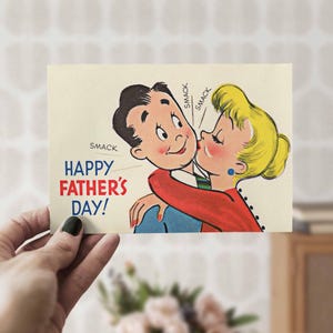 Vintage Happy Father's Day Card 5x7 Biglietto d'auguri Stampa a casa Fai da te JPG Pdf Retro anni '50 Marito Biglietto digitale per il padre Regalo per il papà