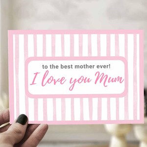 Ti amo mamma Biglietto stampabile Biglietto per la festa della mamma Download immediato Regalo per la mamma Biglietto di compleanno 5x7 pollici JPEG PDF Alla migliore mamma di sempre