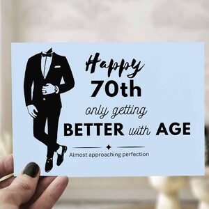 70e anniversaire carte imprimable cadeau d'anniversaire rétro carte d'anniversaire numérique impression à la maison papa mari petit ami grand-père frère carte de voeux