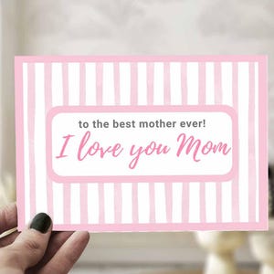 Ti amo mamma Biglietto stampabile Biglietto per la festa della mamma Download immediato Regalo per la mamma Biglietto di compleanno 5x7 pollici JPEG PDF Alla migliore mamma di sempre