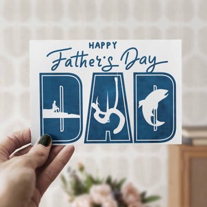 Pesca Felice Festa del Papà Stampabile Biglietto d'Auguri 5x7 Stampa a Casa Fai da Te JPG Pdf Pescatore Biglietto Digitale per il Padre Regalo per il Papà