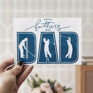 Biglietto d'auguri stampabile per la festa del papà con scritta "Golf", formato 5x7, stampabile a casa, fai da te, in formato JPG e PDF, biglietto digitale per il papà, regalo per papà.