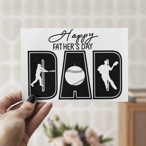 Baseball, biglietto d'auguri stampabile per la festa del papà, formato 5x7, regalo per papà, per amanti dello sport, stampa a casa, fai da te, minimalista, JPG, PDF, softball