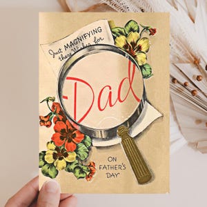 Felice Festa del Papà Vintage Card 5x7 Biglietto di Auguri Stampa a Casa Fai da Te JPG Pdf Retro Anni '50 Marito Digitale Card per Padre Regalo per Papà