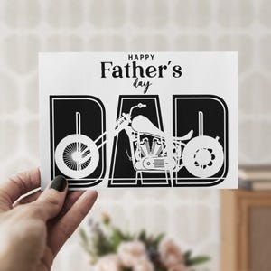 Motocicletta Felice Festa del Papà Stampabile Biglietto 5x7 Minimal Biglietto di Auguri Stampa a Casa Fai da Te JPG Pdf Biglietto Motocicletta per Padre Regalo per Papà