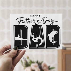 Pesca Felice Festa del Papà Stampabile Biglietto 5x7 Biglietto d'auguri Minimal Stampa a Casa Fai da Te JPG Pdf Pescatore Biglietto Digitale per il Padre Regalo per il Papà