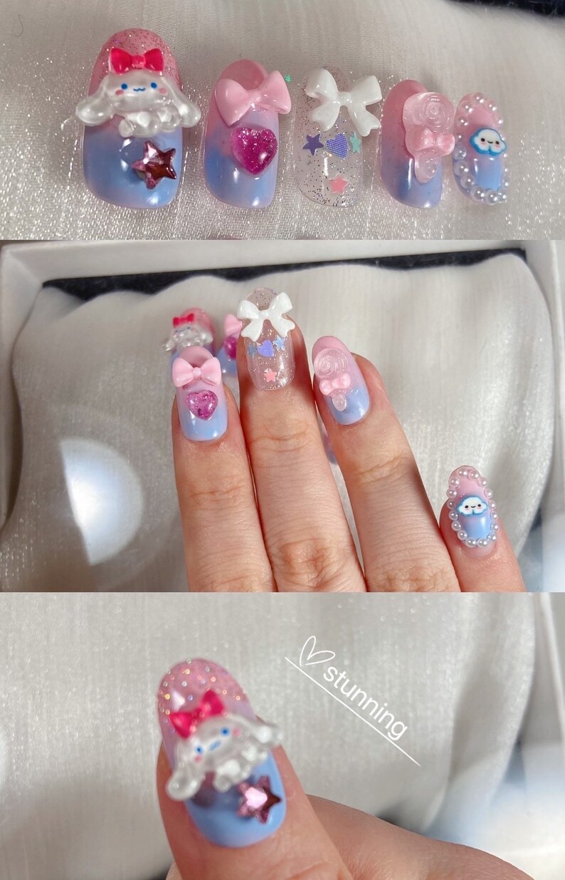 Cinnamon Roll Press on Nails /sanrio Press on Nails Pink Etsy