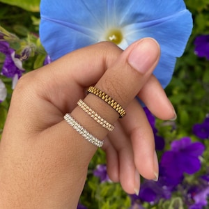 High-End Miyuki Delicate Beaded Rings | Metallic Galvanised Ring | Gift for Him/Her | Handmade Ring
