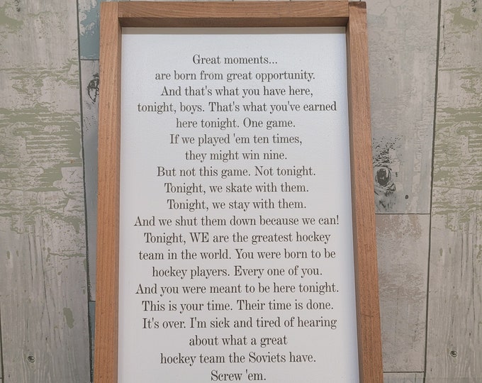Herb Brooks Speech Miracle Hockey Sign Hockey Sign Etsy