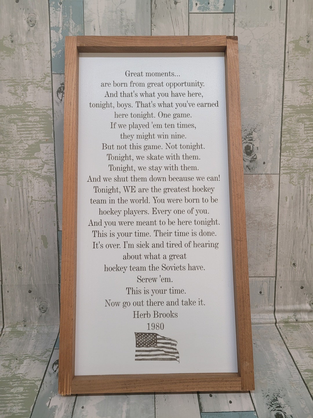 Herb Brooks Speech Miracle Hockey Sign Hockey Sign Etsy