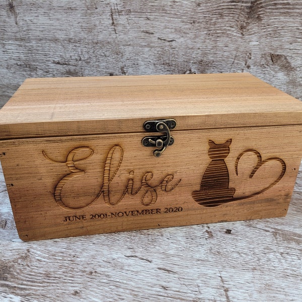 Cat Keepsake Box -Cat Memorial Pet Urn -Personalized Pet Urn -Pet Memory Box -Pet Memory Chest