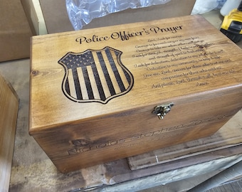 Rustic Police Keepsake Box  Personalized Law Enforcement Gift