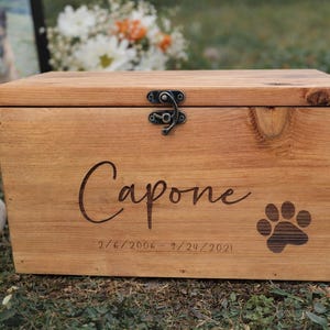 Personalized Pet Memory Box | Dog Memorial Keepsake Box | Pet Loss Gift | Rustic Wooden Keepsake