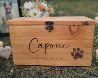 Personalized Pet Memory Box | Dog Memorial Keepsake Box | Pet Loss Gift | Rustic Wooden Keepsake