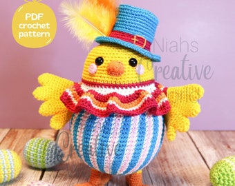 Chico the Circus Chicken, Crochet amigurumi pattern, instant digital download