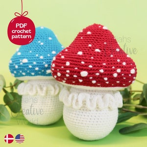 Mushroom toy, crochet pattern, digital download
