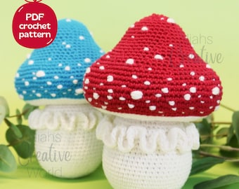 Mushroom toy, crochet pattern, digital download