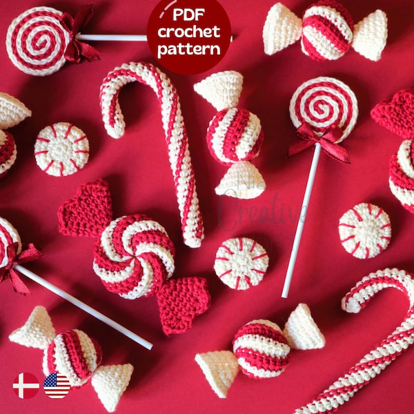 Yummy Christmas Candy, crochet pattern, digital download