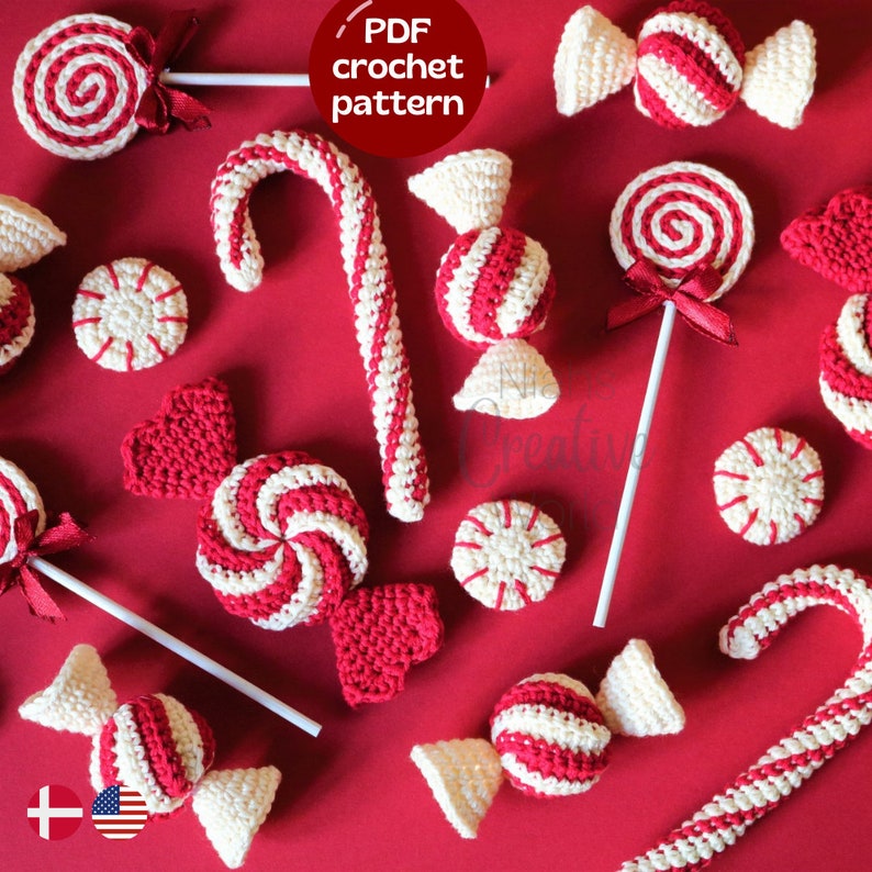 Yummy Christmas Candy, crochet pattern, digital download image 1