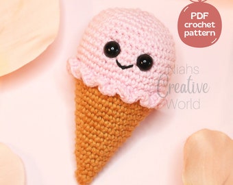Cornet de crème glacée Isabella, modèle au crochet amigurumi SANS COUTURE