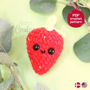 Stella the Happy Stawberry, plushie, amigurumi crochet pattern, digital download