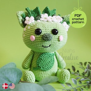 Gary the Green Troll, crochet pattern, amigurumi, digital download