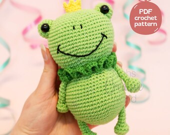 Freddy the Frog, amigurumi crochet pattern, instant digital download