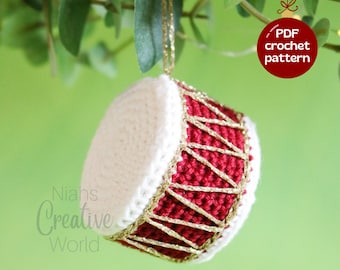 Drum Ornament, Christmas Crochet Pattern, digital download