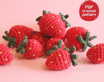 Strawberries, crochet pattern, digital download