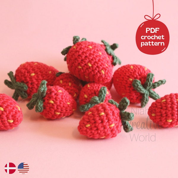 Strawberries, crochet pattern, digital download