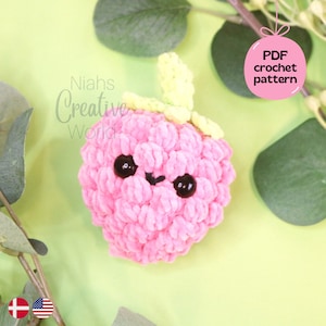 Riley the Happy Raspberry, plushie, amigurumi crochet pattern, digital download