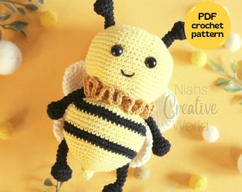 Bella l'abeille, modèle au crochet, amigurumi, téléchargement numérique