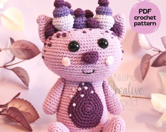 Polly the Purple Troll, crochet pattern, amigurumi, digital download