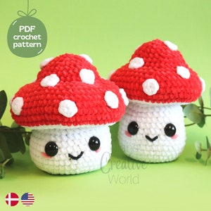 Mushroom friends, amigurumi crochet pattern, digital download