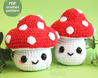 Mushroom friends, amigurumi crochet pattern, digital download