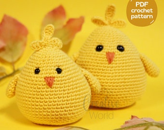 Easter Chicks, amigurumi chickens crochet pattern, digital download