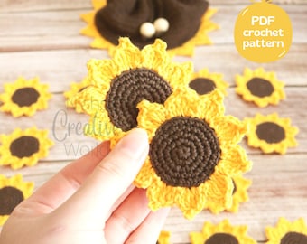 Sunflower Memory Game with Sunflower bag, NO-SEW Crochet Pattern, Digital Download