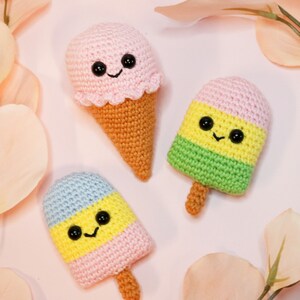 NO-SEW Ice Cream Cone Popsicle, amgiurumi crochet pattern bundle image 2