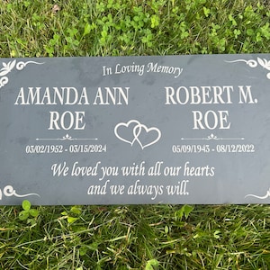Memorial Stone Gray Slate for Mom Dad, Personalized In Loving Memory Memorial Stone, Engraved Custom Memorial Plaque, Family Grave Marker