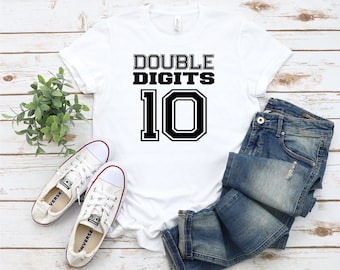Double Digits 10 Birthday Shirt, Tenth Birthday sport Shirt, 10th Birthday football Shirts, 10th Birthday Girl Shirt, Tenth Birthday Shirt