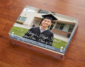 Customized 4x6 or 5x7 Acrylic Magnetic Desktop Picture Frame with Photo Printing Birthday, wedding, graduation, décor, and baby shower