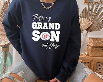 That&#39;s My GrandSon Sweatshirt, My GrandSon Baseball Shirt, Baseball Grandma, Custom Baseball Shirt, Baseball Lover Shirt, Baseball Grandpa