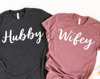 Wifey and Hubby Shirt, Wife And Hubs Shirts, Couple Shirt, Mr and Mrs Shirt, Honeymoon Matching Shirts, Wedding Party Tee, Honeymoon Shirt