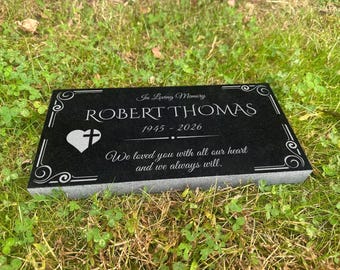 Memorial Stone for Mom Dad, Personalized In Loving Memory Memorial Stone, Loved Ones Memorial Plaque, Customized Engraved Thick Granite