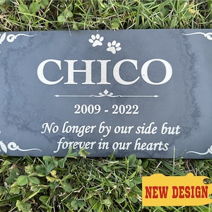 Pet Memorial Stone Dog, Personalized Engraved Dog Cat Memorial Stone, Gray Slate Stone Pet Grave, Slate Pet Headstone, Dog Cat Grave Stone